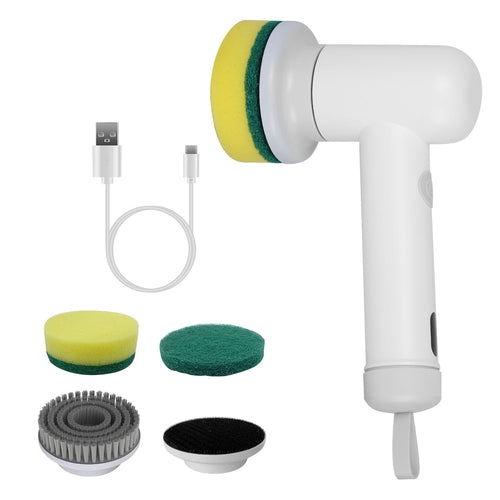1Set Electric Handheld Spin Scrubber Cordless Cleaning Brush With 2